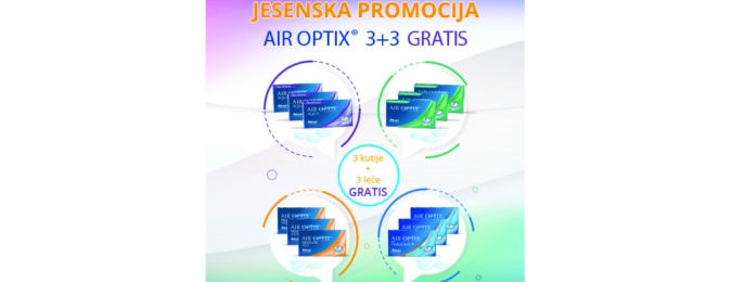  JESENSKA PROMOCIJA AIR OPTIX 3+3 GRATIS